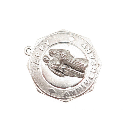 M&M Mark Mercy 925 Sterling Silver Vintage Happy Anniversary Charm Pendant
