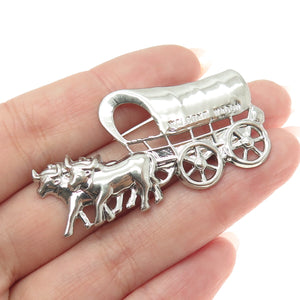 925 Sterling Silver Antique Art Deco Welcome Wagon Pin Brooch