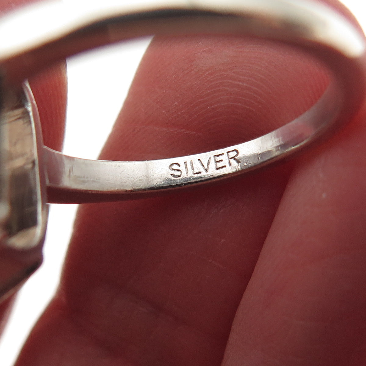 925 Sterling Silver Vintage Real Emerald-Cut Smoky Quartz Ring Size 6
