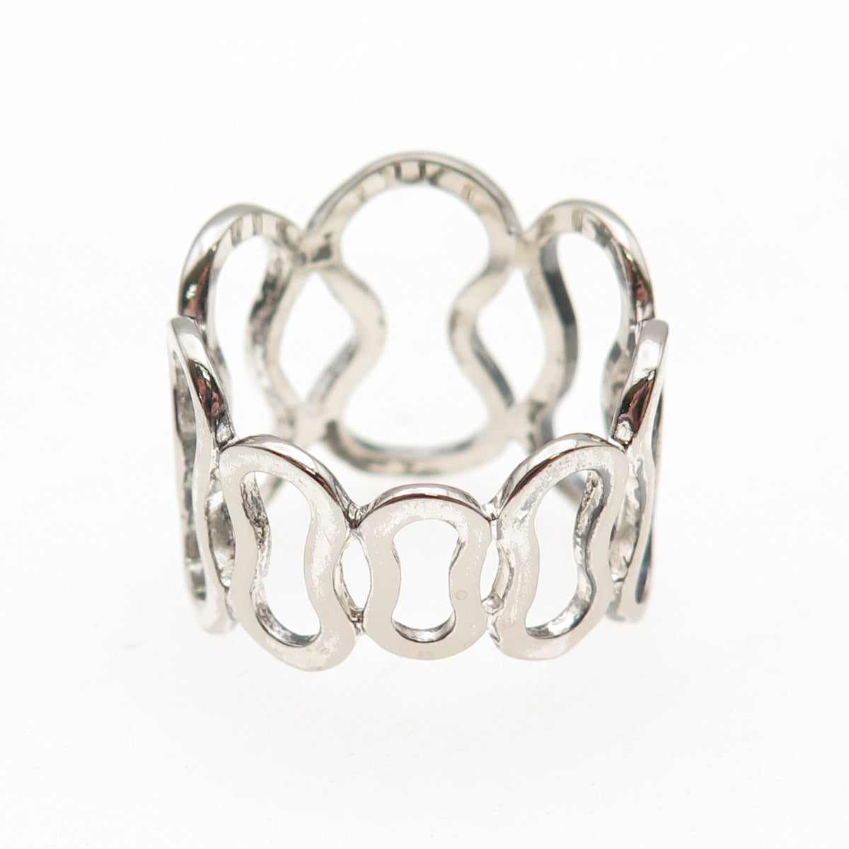 925 Sterling Silver Vintage Modernist Number 8 Ring Size 9.25