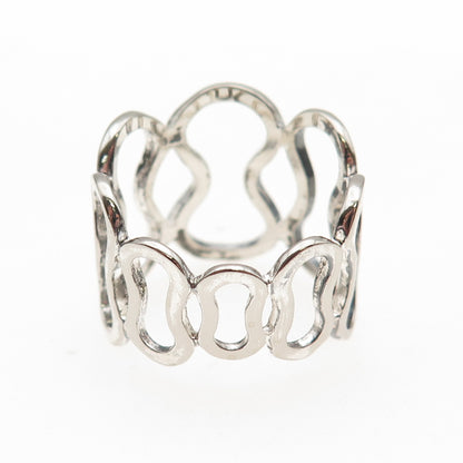 925 Sterling Silver Vintage Modernist Number 8 Ring Size 9.25