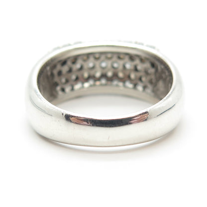 925 Sterling Silver C Z 2-Tone Domed Ring Size 7.75