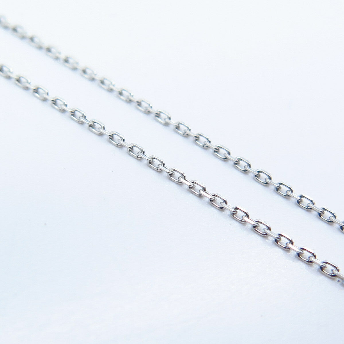925 Sterling Silver Italy White Black Diamond Open Heart Rolo Chain Necklace 17"