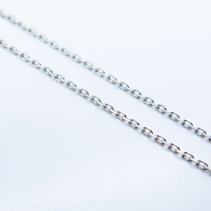 925 Sterling Silver Italy White Black Diamond Open Heart Rolo Chain Necklace 17"