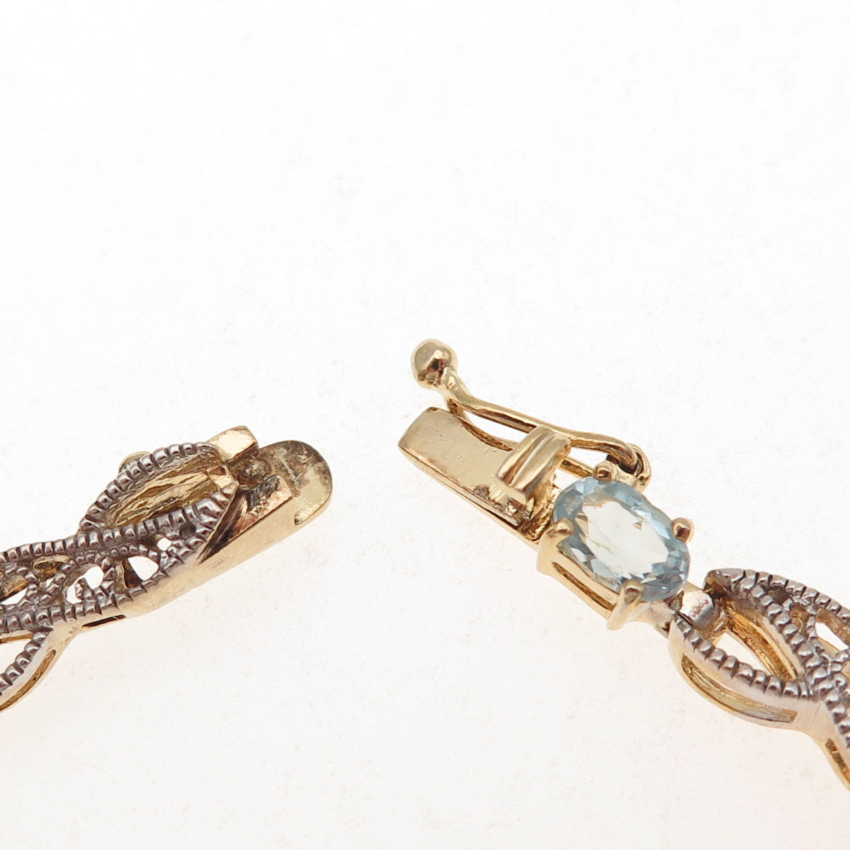 925 Sterling Silver Gold Plated Real Diamond & Multi-Gem Infinity Bracelet 7.25"