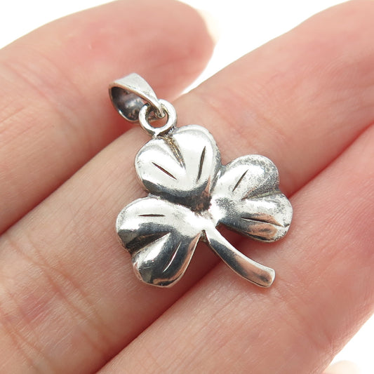 925 Sterling Silver Vintage Lucky Clover Minimalist Pendant