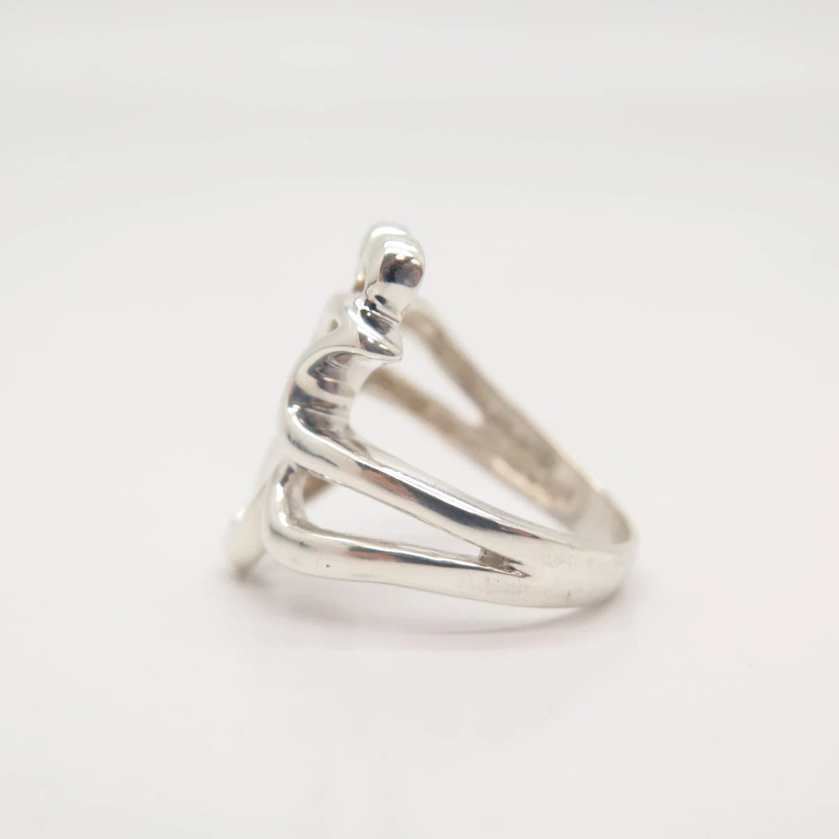 925 Sterling Silver Vintage Abstract Modernist Ring Size 8 1/4