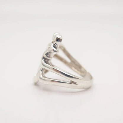 925 Sterling Silver Vintage Abstract Modernist Ring Size 8 1/4