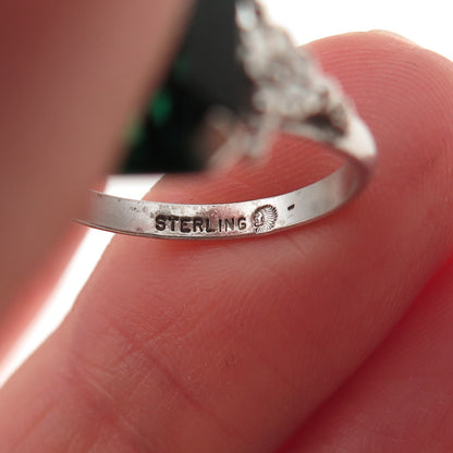 Henry Wexel & Co. 925 Sterling Silver Antique Art Deco Rhinestone Ring Size 4.75