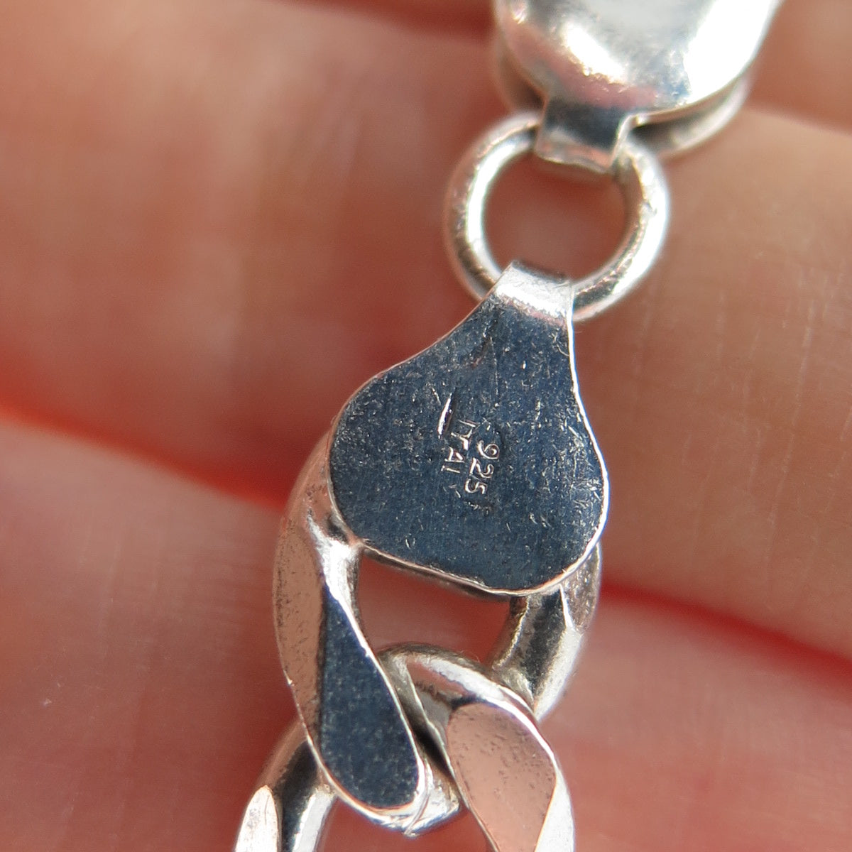 925 Sterling Silver Vintage Italy Figaro Chain Necklace 20"