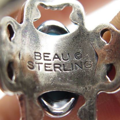 BEAU 925 Sterling Silver Antique Art Deco Faux Turquoise Ring Size 6.25