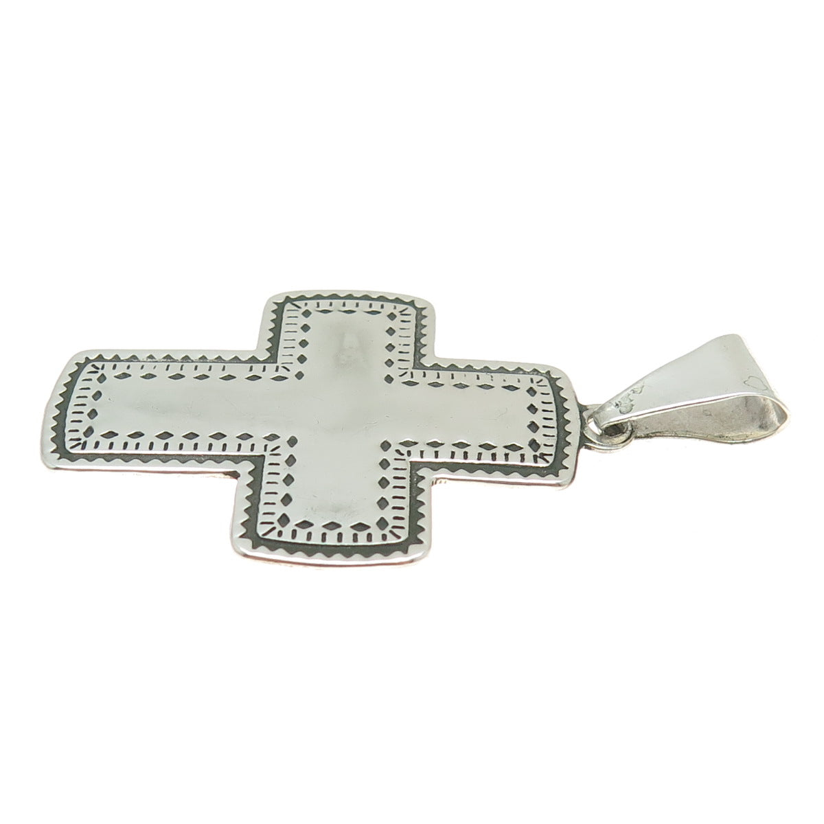 925 Sterling Silver Vintage Mexico Tribal Cross Pendant