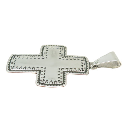 925 Sterling Silver Vintage Mexico Tribal Cross Pendant