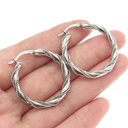 HAN 925 Sterling Silver Twisted Rope Hoop Earrings