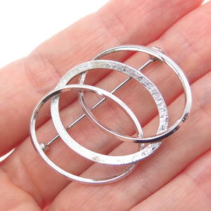 VAN DELL 925 Sterling Silver Vintage Interlocked Eternity Circle Pin Brooch