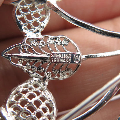 925 Sterling Silver Vintage Germany Floral Leaf Pin Brooch