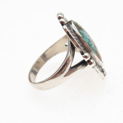 Old Pawn 925 Sterling Silver Vintage Southwestern Turquoise Tribal Ring Size 6