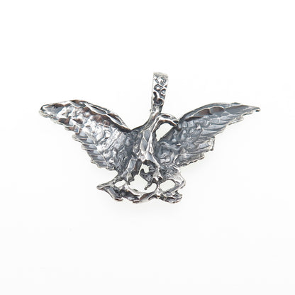 925 Sterling Silver Vintage Eagle Bird Oxidized Charm Pendant