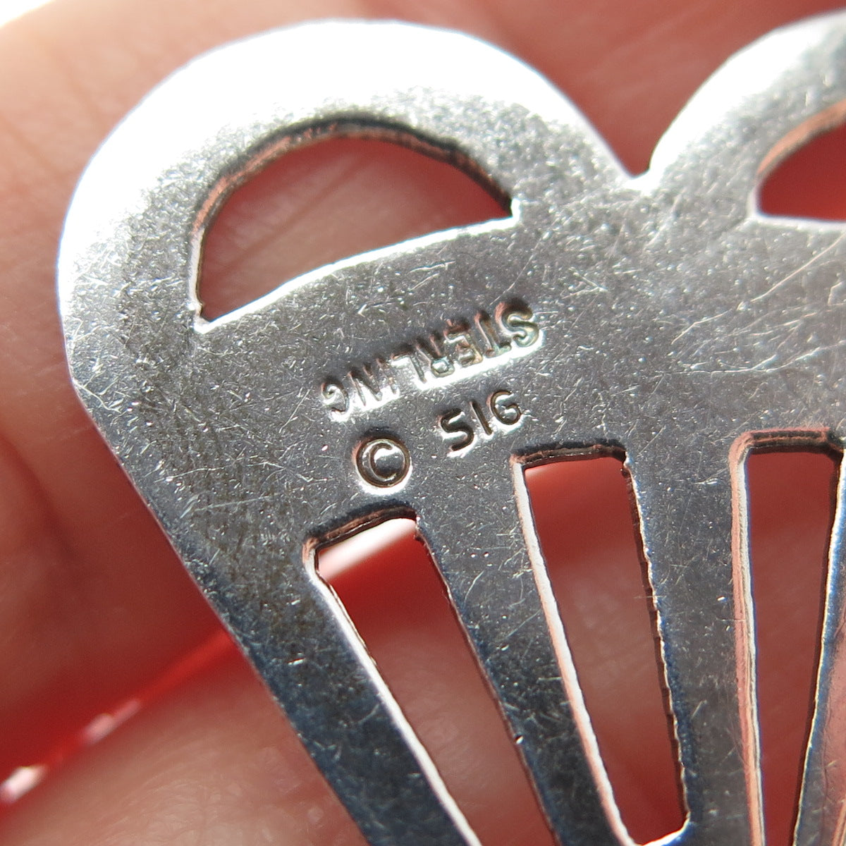 SIG Joseph Esposito 925 Sterling Silver Vintage Modernist Fan Pendant