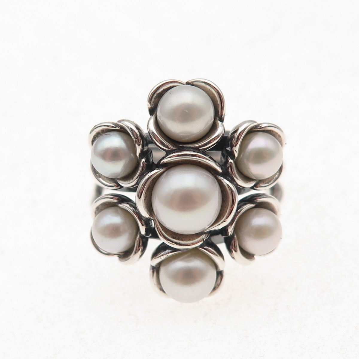 Pandora 925 Sterling Silver Real Pearl Wishful Thinking Ring Size 7.75