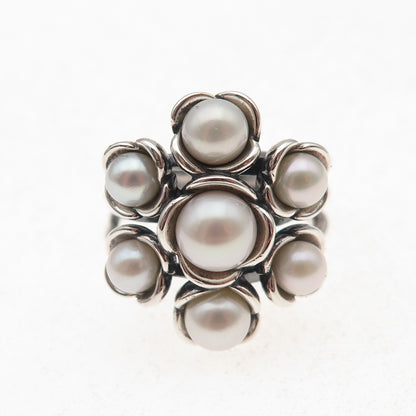 Pandora 925 Sterling Silver Real Pearl Wishful Thinking Ring Size 7.75