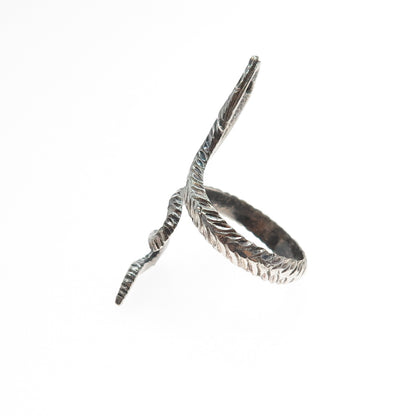 925 Sterling Silver Vintage Snake Oxidized Adjustable Ring Size 8