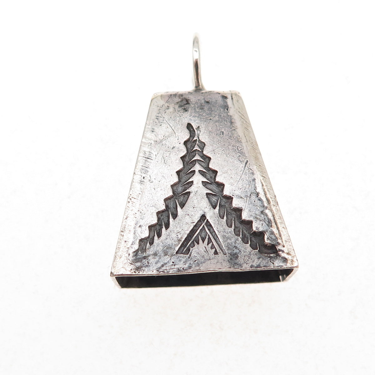 Old Pawn 925 Sterling Silver Vintage Southwestern Bell Tribal Charm Pendant