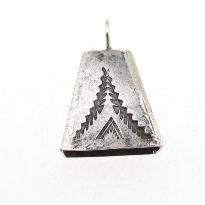 Old Pawn 925 Sterling Silver Vintage Southwestern Bell Tribal Charm Pendant