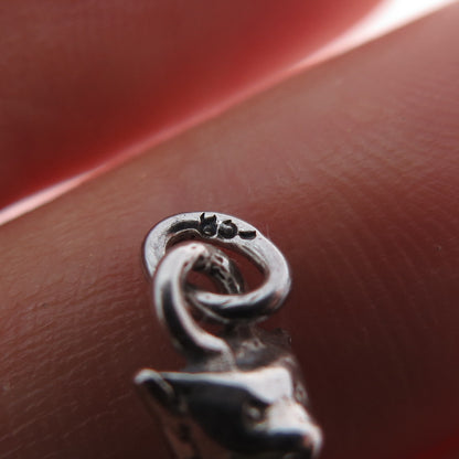 835 Silver Vintage Bear Oxidized Minimalist 3D Charm Pendant