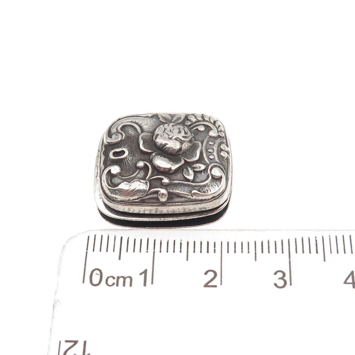 Gorham 925 Sterling Silver Antique Art Deco Floral Oxidized Clip Button #209