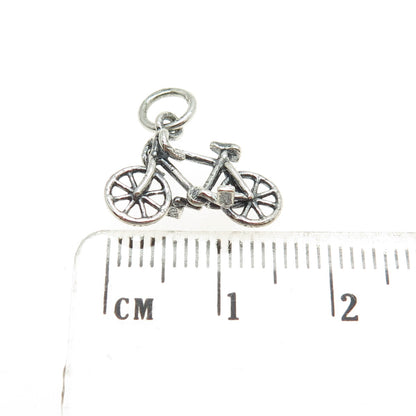 925 Sterling Silver Antique Art Deco Bicycle 3D Charm Pendant