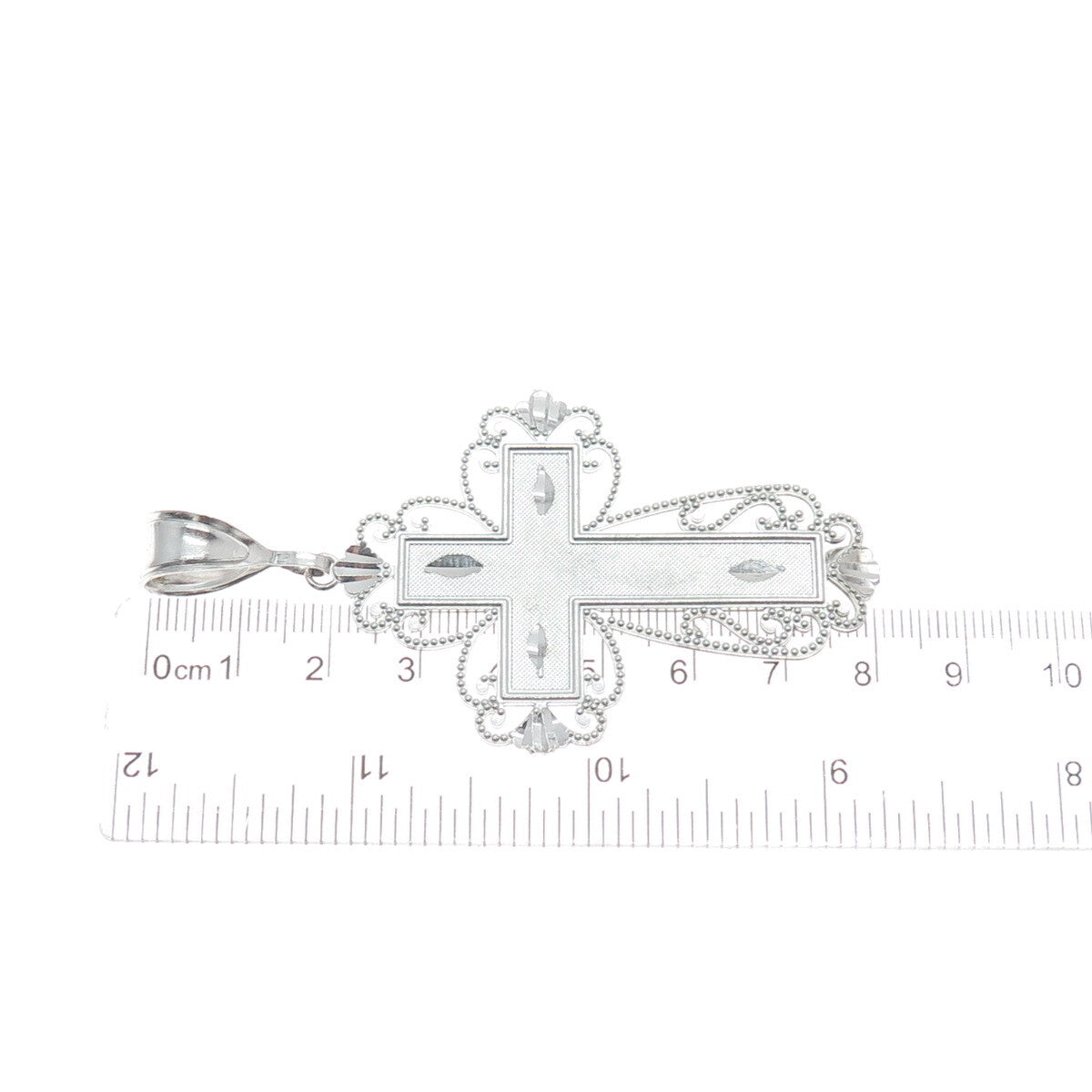 925 Sterling Silver Diamond-Cut Cross Pendant