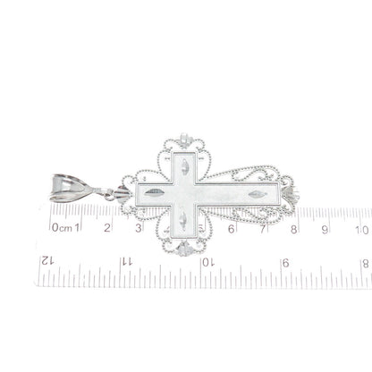 925 Sterling Silver Diamond-Cut Cross Pendant