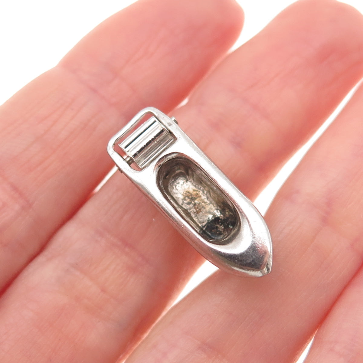 925 Sterling Silver Antique Art Deco Enamel Steamboat 3D Mini Charm Pendant