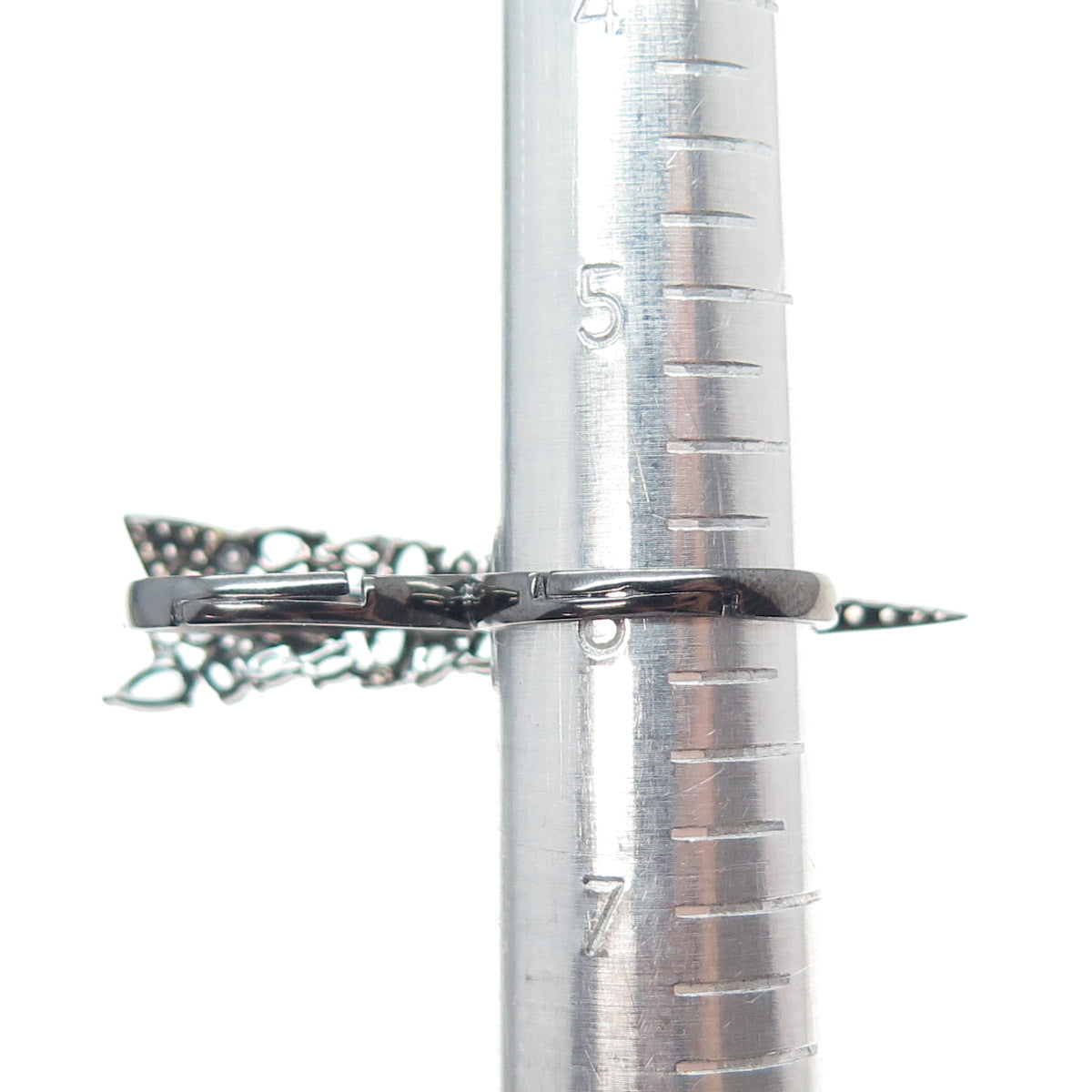 925 Sterling Black Rhodium Real Apatite & C Z Adjustable Two Finger Ring Size 6