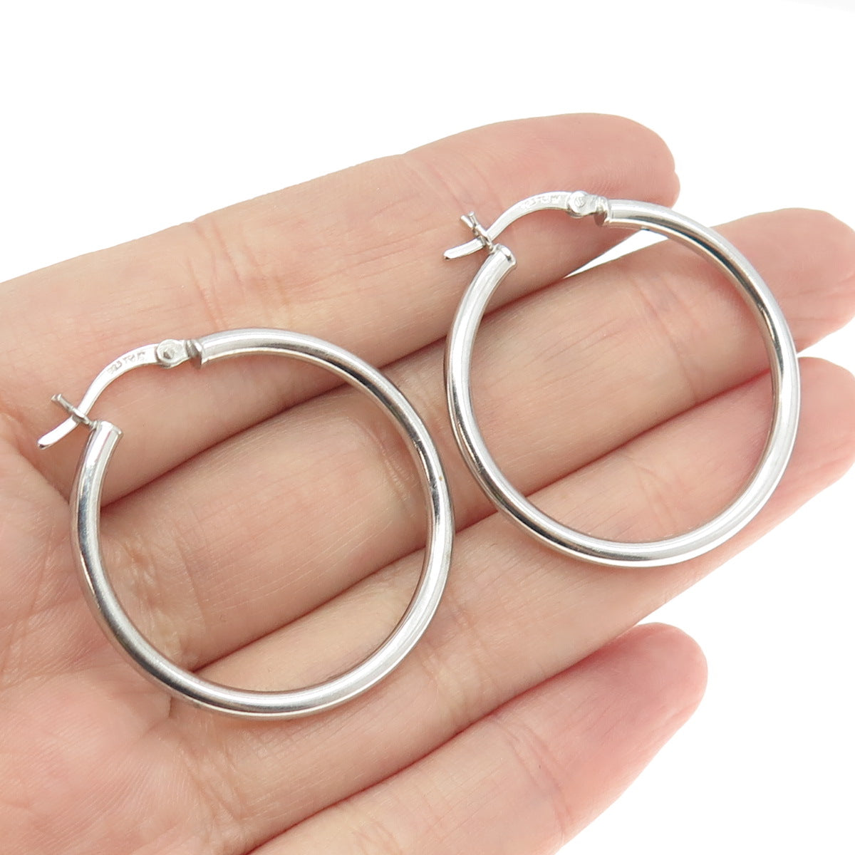 925 Sterling Silver Tube Hoop Earrings