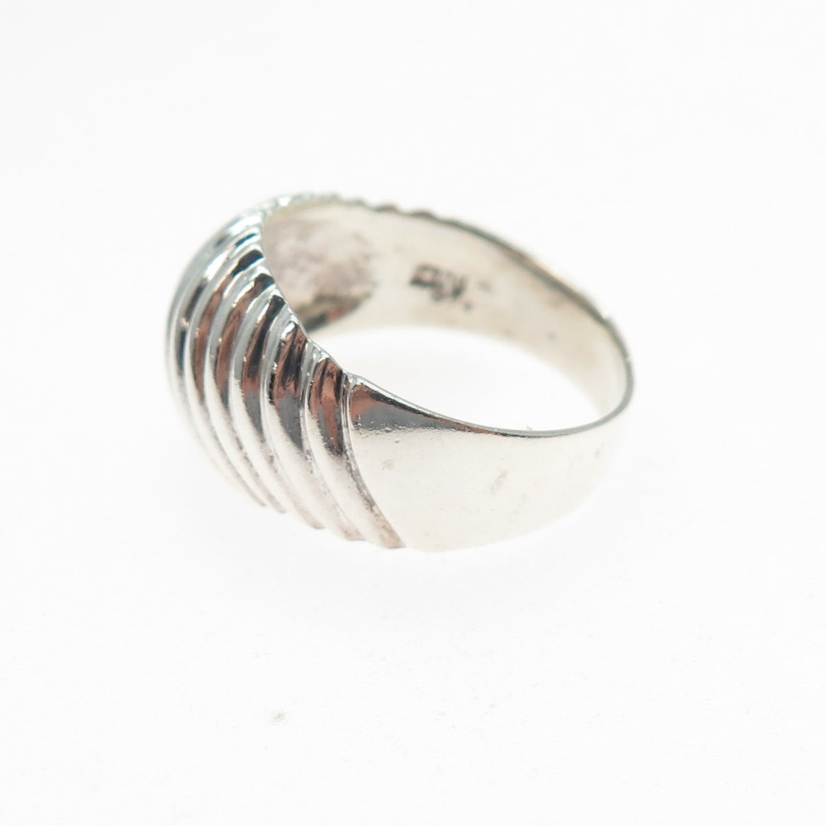 CHAPAL ZENRAY 925 Sterling Silver Vintage Ribbed Dome Oxidized Ring Size 7.25