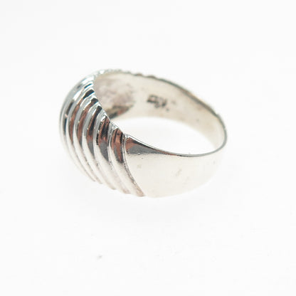 CHAPAL ZENRAY 925 Sterling Silver Vintage Ribbed Dome Oxidized Ring Size 7.25