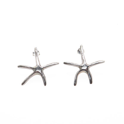 925 Sterling Silver Vintage Starfish Oxidized Earrings