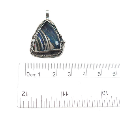 925 Sterling Silver Vintage Roman Glass Modernist Charm Pendant