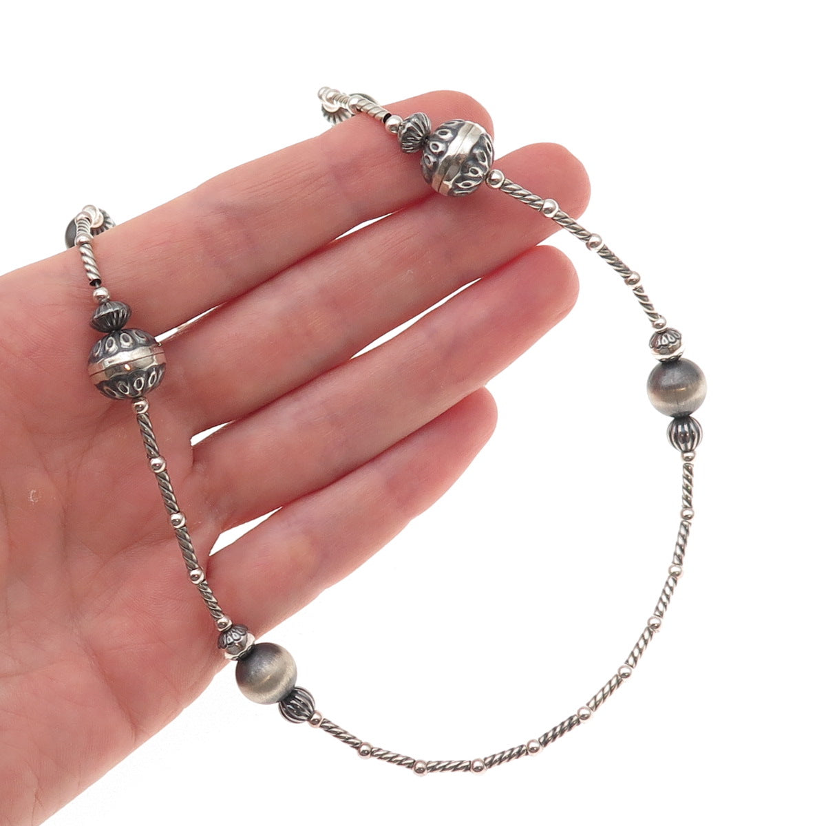 Carolyn Pollack & American West Old Pawn 925 Sterling Navajo Pearls Necklace 26"