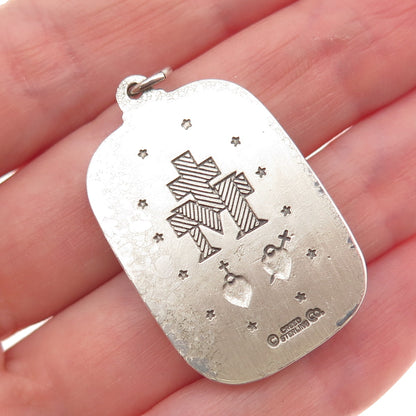 CREED 925 Sterling Silver Vintage Enamel St. Mary Miraculous Charm Pendant