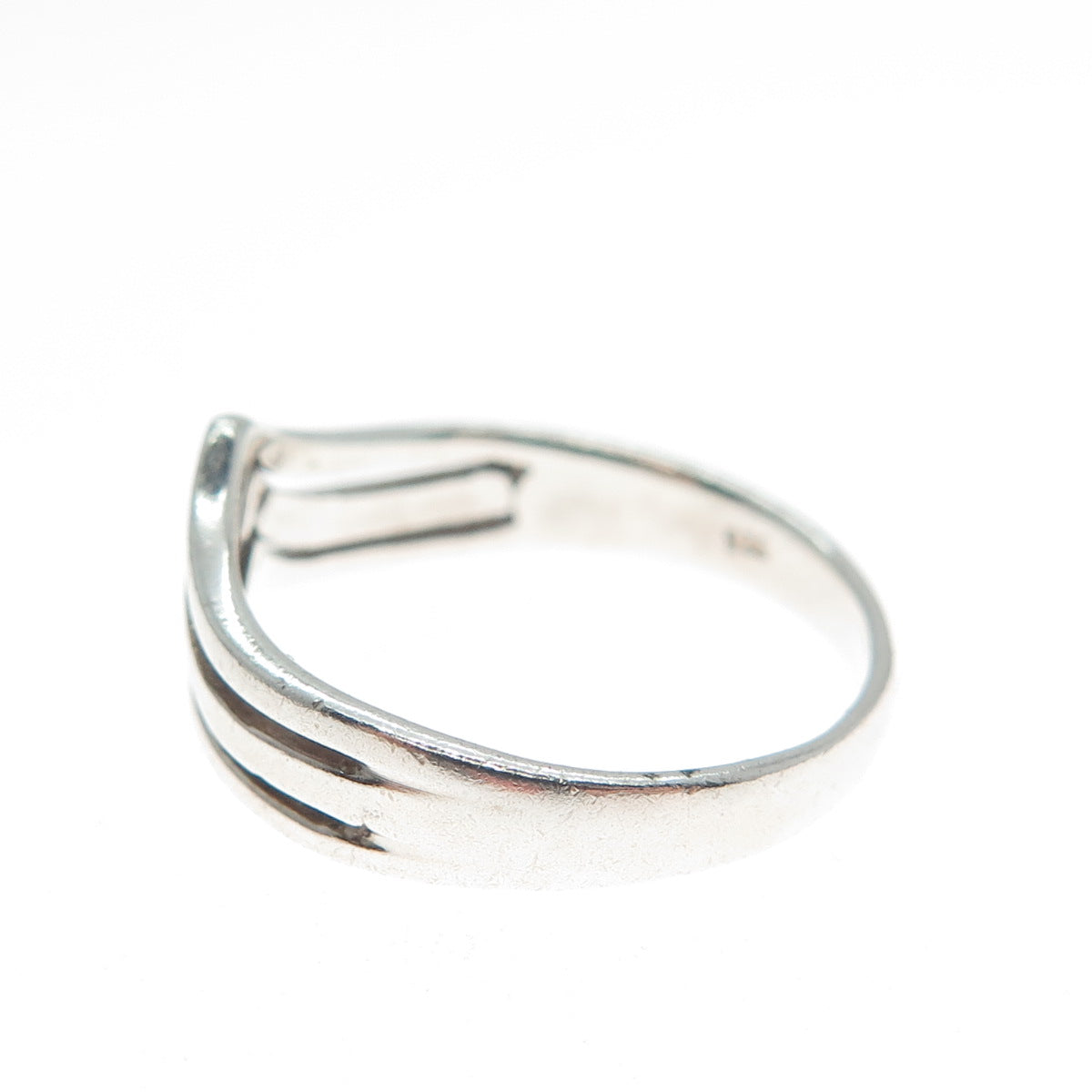 925 Sterling Silver Vintage Chevron 3-Row Ring Size 5.75
