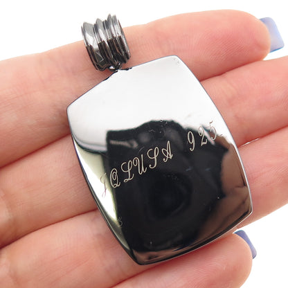 JOLUSA 925 Sterling Silver Black Rhodium Real Pink Sapphire Cross Pendant