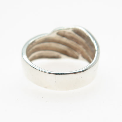 925 Sterling Silver Vintage Modernist Wavy Ribbed Ring Size 6