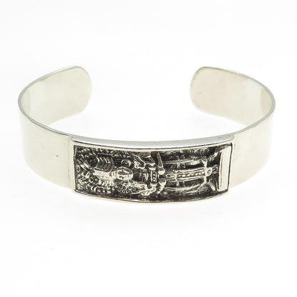 CASA DE ORO 925 Sterling Silver Vintage Tribal Oxidized Adjustable Bracelet 7"