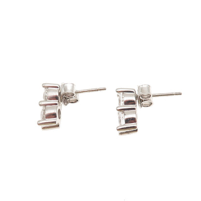 925 Sterling Silver Round-Cut C Z Stud Earrings
