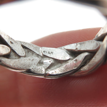 925 Sterling Silver Vintage Wicker Band Ring Size 6