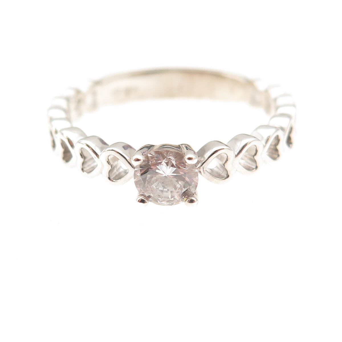 925 Sterling Silver Round-Cut C Z Heart Promise Ring Size 9
