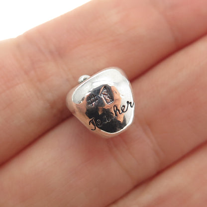 REFLECTION BEADS 925 Sterling Silver C Z #1 Teacher Apple Slide Bead Charm